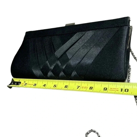 LAURA purse , women little black  clutch.Beads,shiny, weave,woven,silver chain - Picture 7 of 12